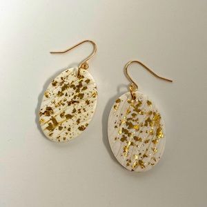 White and Gold Polymer Clay Earrings